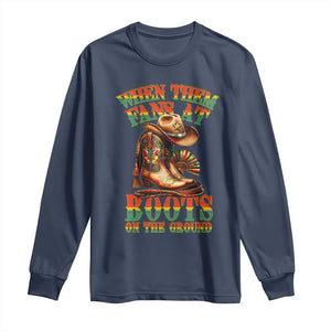 Black Cowgirl Long Sleeve Shirt When Them Fans At Boots On The Ground TS14 Navy Print Your Wear