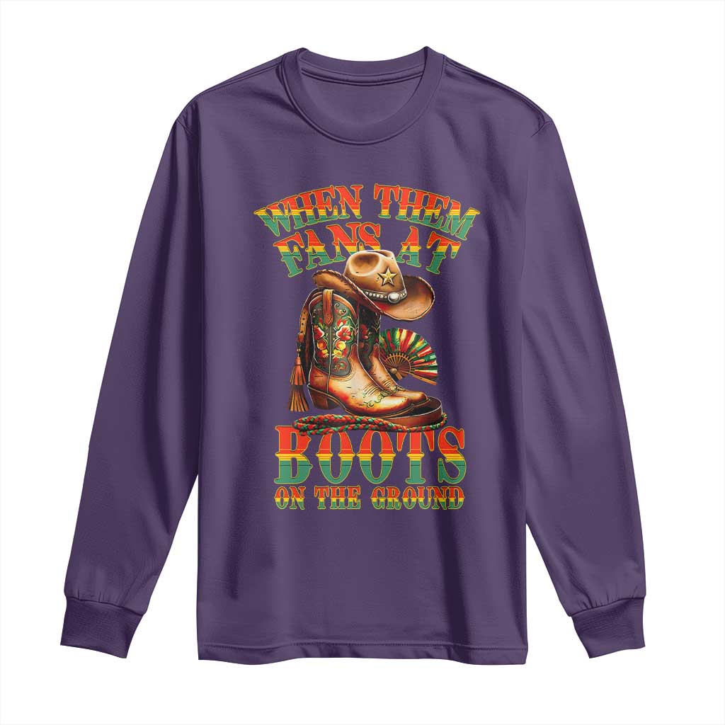 Black Cowgirl Long Sleeve Shirt When Them Fans At Boots On The Ground TS14 Purple Print Your Wear