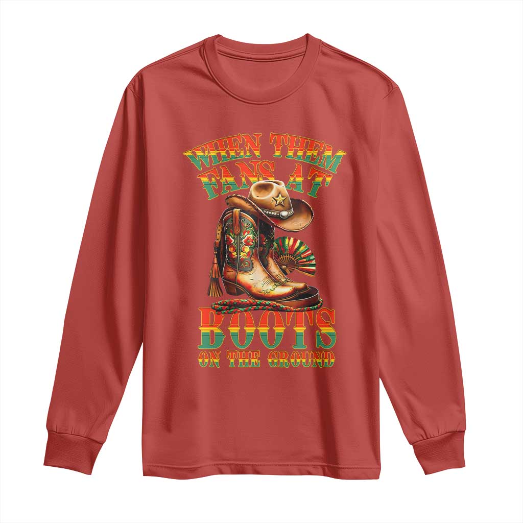 Black Cowgirl Long Sleeve Shirt When Them Fans At Boots On The Ground TS14 Red Print Your Wear