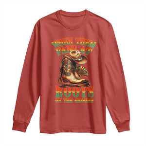 Black Cowgirl Long Sleeve Shirt When Them Fans At Boots On The Ground TS14 Red Print Your Wear