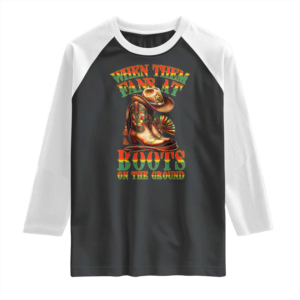 Black Cowgirl Raglan Shirt When Them Fans At Boots On The Ground TS14 Black White Print Your Wear