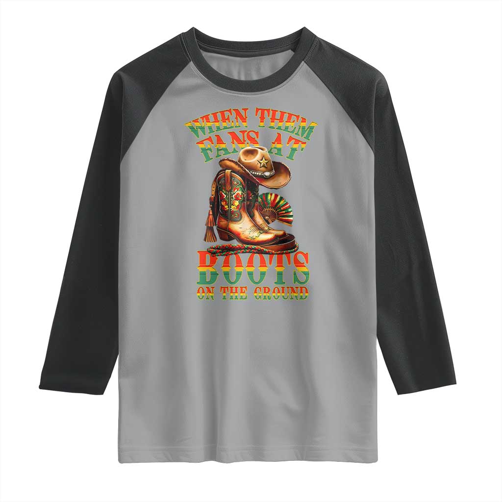 Black Cowgirl Raglan Shirt When Them Fans At Boots On The Ground TS14 Sport Gray Black Print Your Wear