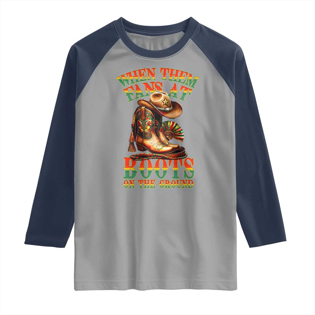 Black Cowgirl Raglan Shirt When Them Fans At Boots On The Ground TS14 Sport Gray Navy Print Your Wear