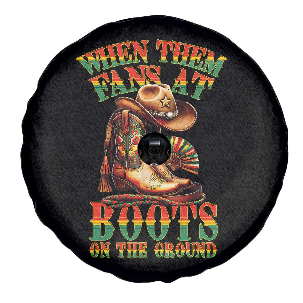 Black Cowgirl Spare Tire Cover When Them Fans At Boots On The Ground TS14 Print Your Wear