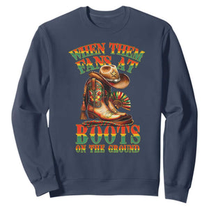 Black Cowgirl Sweatshirt When Them Fans At Boots On The Ground TS14 Navy Print Your Wear