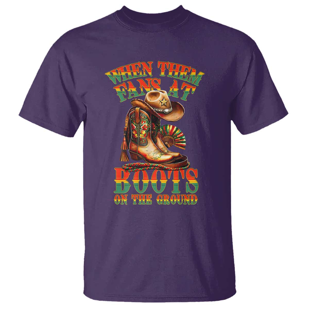 Black Cowgirl T Shirt When Them Fans At Boots On The Ground TS14 Purple Print Your Wear
