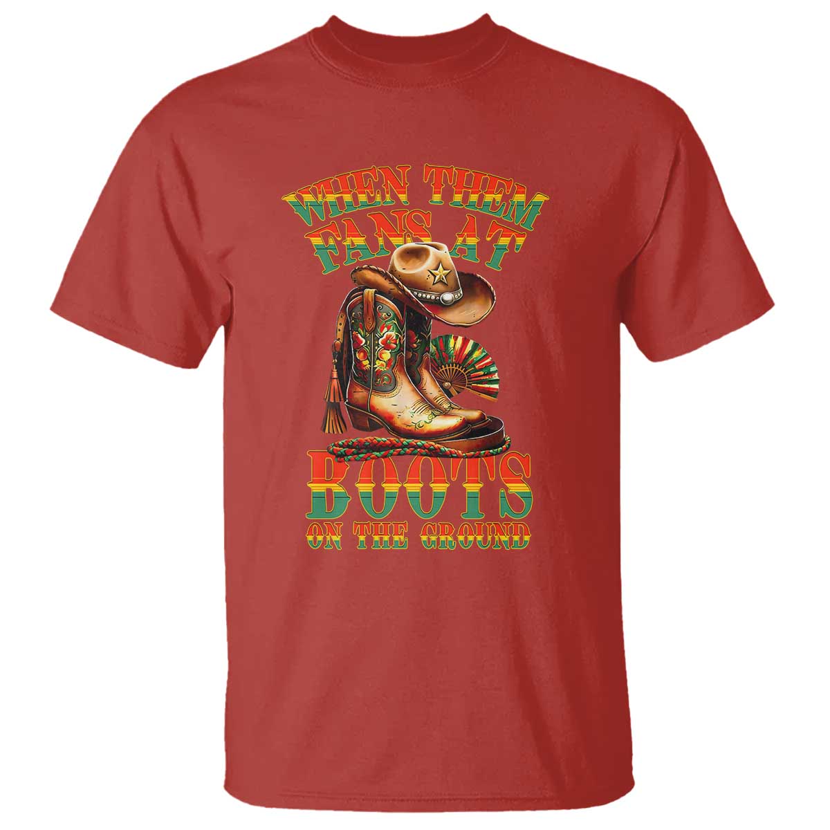 Black Cowgirl T Shirt When Them Fans At Boots On The Ground TS14 Red Print Your Wear
