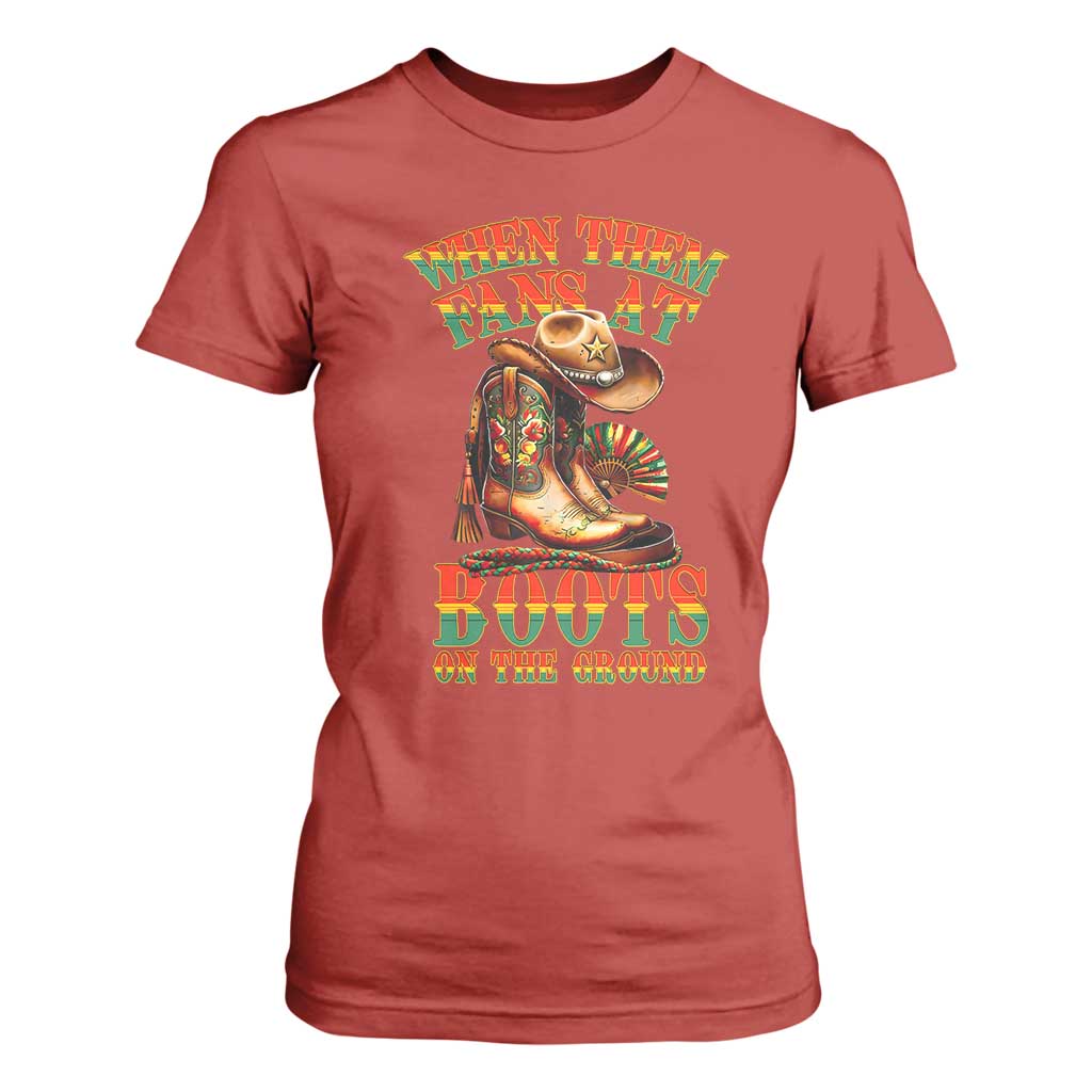 Black Cowgirl T Shirt For Women When Them Fans At Boots On The Ground TS14 Red Print Your Wear