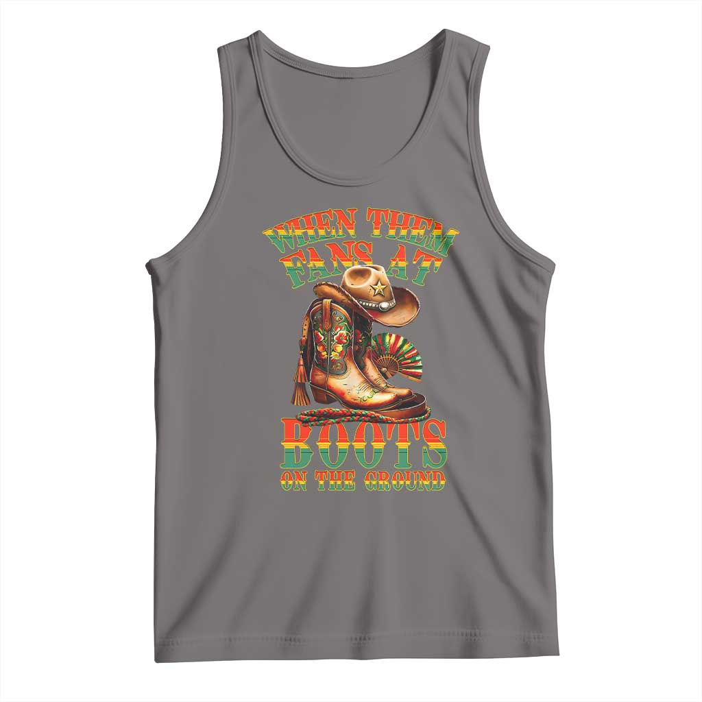 Black Cowgirl Tank Top When Them Fans At Boots On The Ground TS14 Deep Heather Print Your Wear