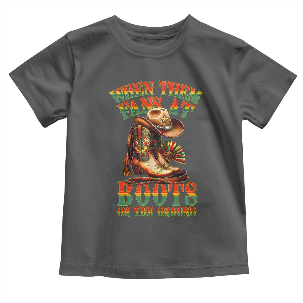 Black Cowgirl Toddler T Shirt When Them Fans At Boots On The Ground TS14 Dark Heather Print Your Wear