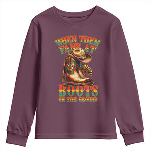Black Cowgirl Youth Sweatshirt When Them Fans At Boots On The Ground TS14 Maroon Print Your Wear