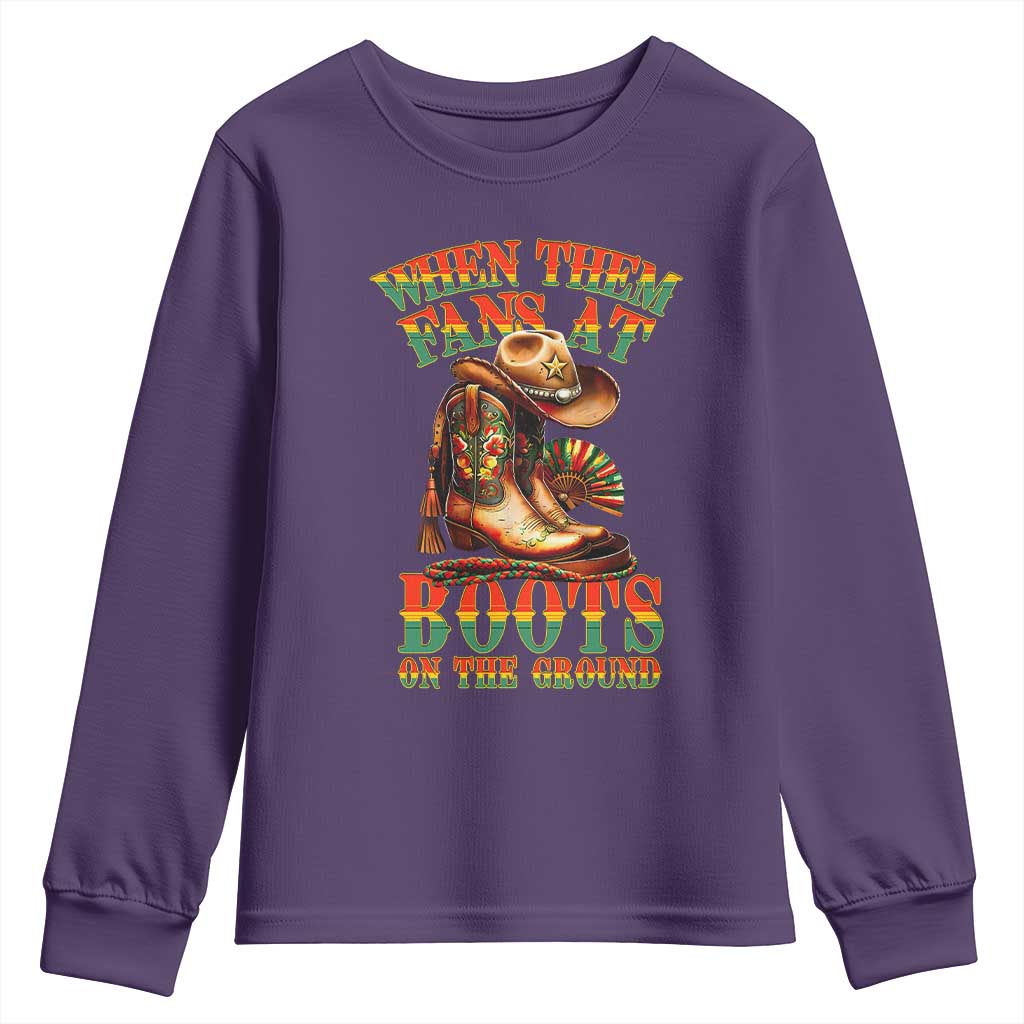 Black Cowgirl Youth Sweatshirt When Them Fans At Boots On The Ground TS14 Purple Print Your Wear
