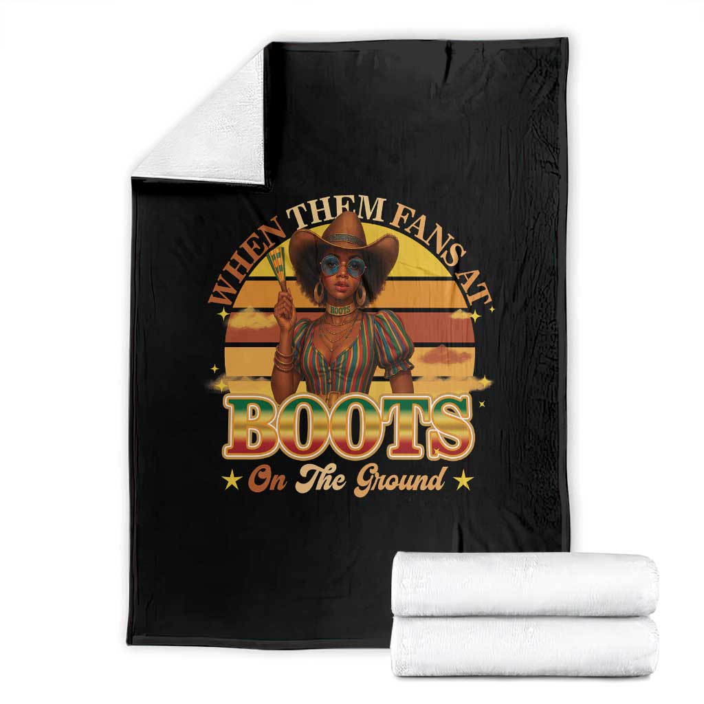 Black Cowgirl Rodeo Throw Blanket Where Them Fans At Boots On Da Ground TS14 Black Print Your Wear
