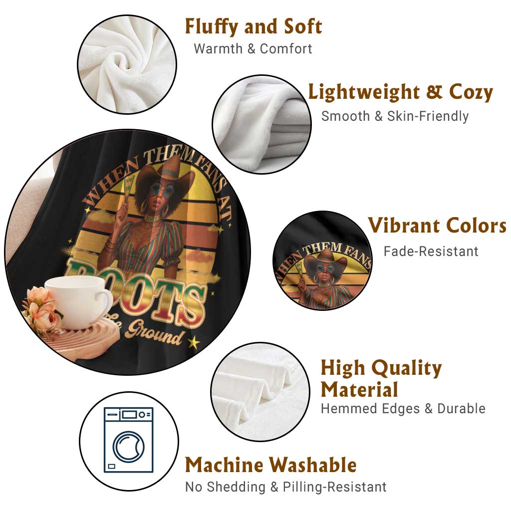 Black Cowgirl Rodeo Throw Blanket Where Them Fans At Boots On Da Ground TS14 Print Your Wear