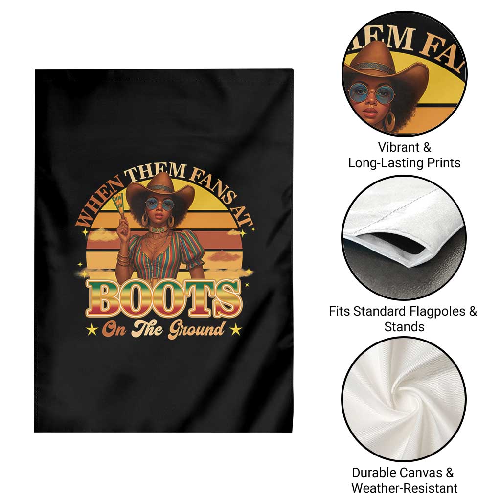 Black Cowgirl Rodeo Garden Flag Where Them Fans At Boots On Da Ground TS14 Print Your Wear