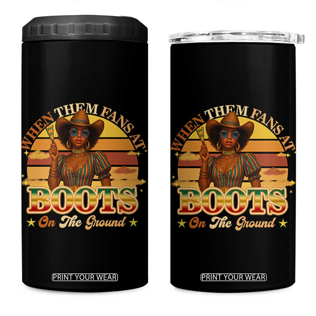Black Cowgirl Rodeo 4 in 1 Can Cooler Tumbler Where Them Fans At Boots On Da Ground TS14 One Size: 16 oz Black Print Your Wear