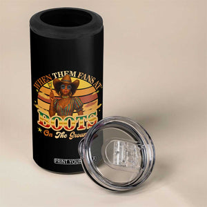 Black Cowgirl Rodeo 4 in 1 Can Cooler Tumbler Where Them Fans At Boots On Da Ground TS14 Print Your Wear