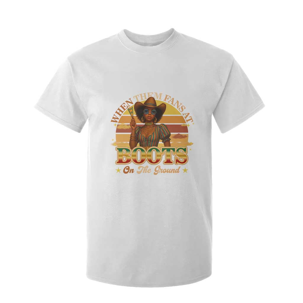 Black Cowgirl Rodeo T Shirt For Kid Where Them Fans At Boots On Da Ground TS14 White Print Your Wear