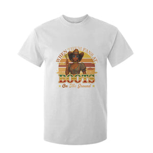 Black Cowgirl Rodeo T Shirt For Kid Where Them Fans At Boots On Da Ground - Print Your Wear