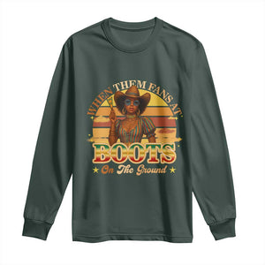 Black Cowgirl Rodeo Long Sleeve Shirt Where Them Fans At Boots On Da Ground TS14 Dark Forest Green Print Your Wear