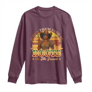 Black Cowgirl Rodeo Long Sleeve Shirt Where Them Fans At Boots On Da Ground TS14 Maroon Print Your Wear