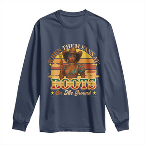 Black Cowgirl Rodeo Long Sleeve Shirt Where Them Fans At Boots On Da Ground TS14 Navy Print Your Wear