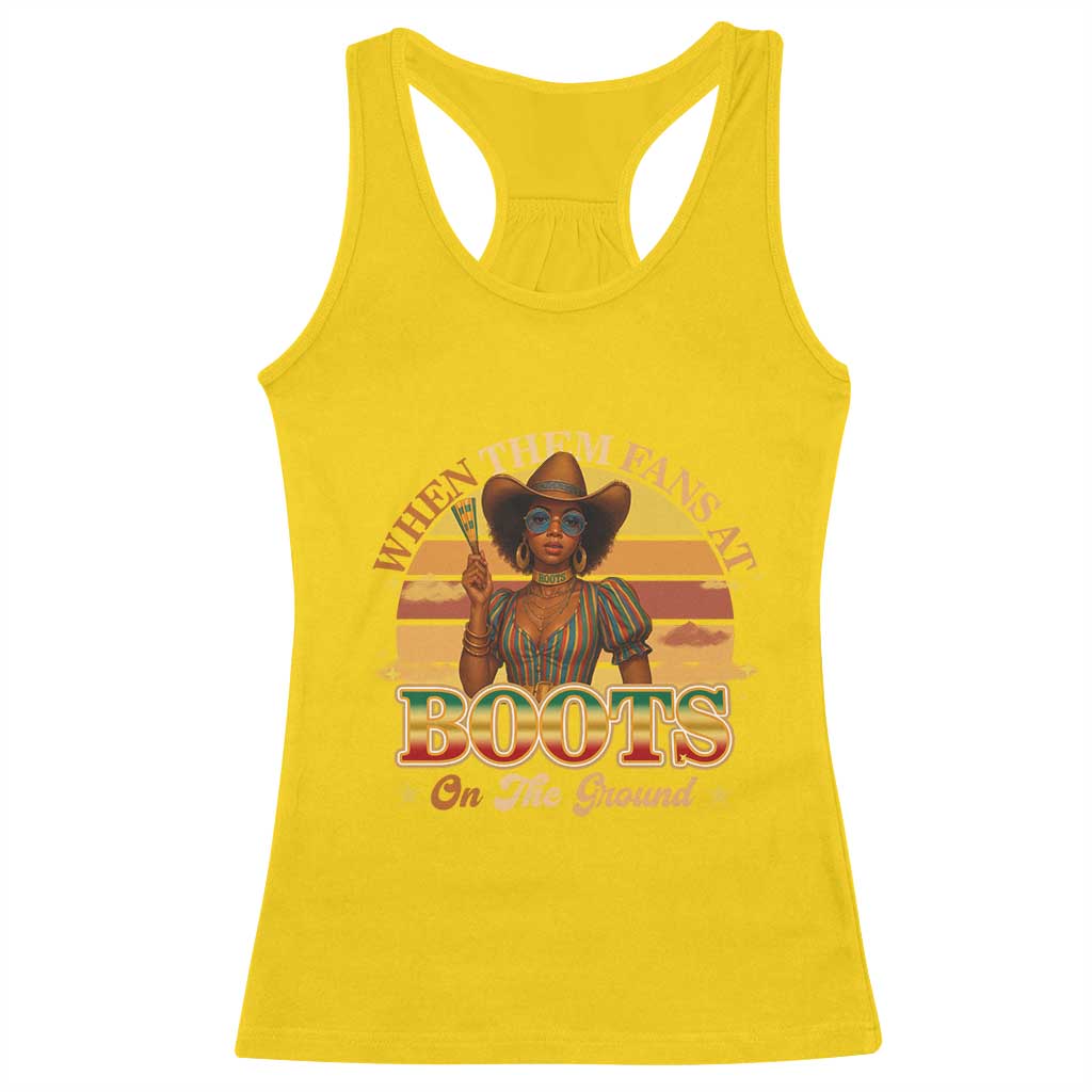 Black Cowgirl Rodeo Racerback Tank Top Where Them Fans At Boots On Da Ground TS14 Daisy Print Your Wear