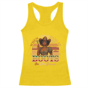 Black Cowgirl Rodeo Racerback Tank Top Where Them Fans At Boots On Da Ground TS14 Daisy Print Your Wear