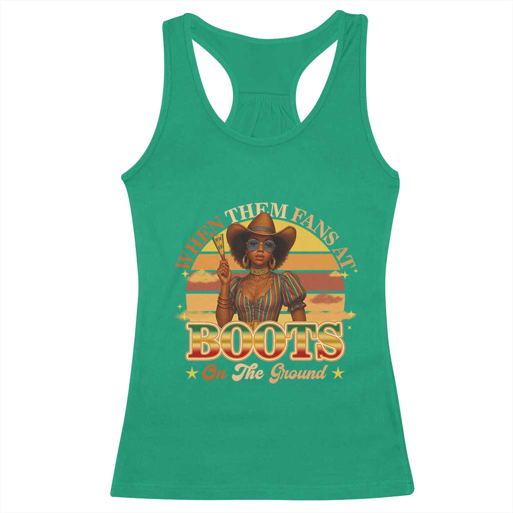 Black Cowgirl Rodeo Racerback Tank Top Where Them Fans At Boots On Da Ground TS14 Irish Green Print Your Wear