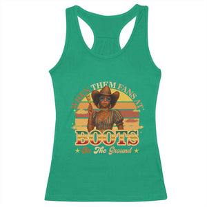 Black Cowgirl Rodeo Racerback Tank Top Where Them Fans At Boots On Da Ground TS14 Irish Green Print Your Wear