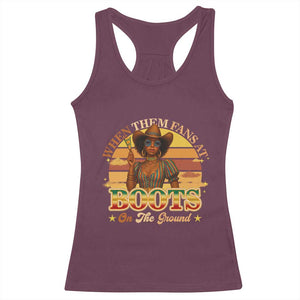 Black Cowgirl Rodeo Racerback Tank Top Where Them Fans At Boots On Da Ground TS14 Maroon Print Your Wear