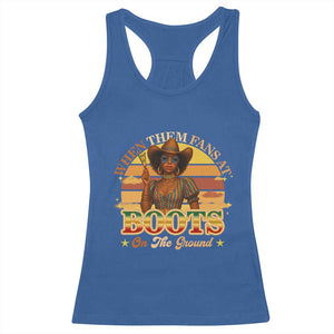 Black Cowgirl Rodeo Racerback Tank Top Where Them Fans At Boots On Da Ground TS14 Royal Blue Print Your Wear