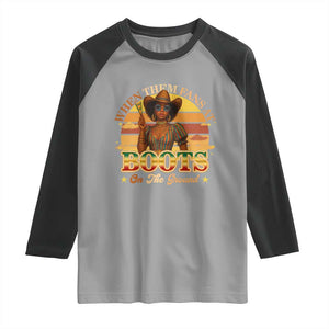 Black Cowgirl Rodeo Raglan Shirt Where Them Fans At Boots On Da Ground TS14 Sport Gray Black Print Your Wear