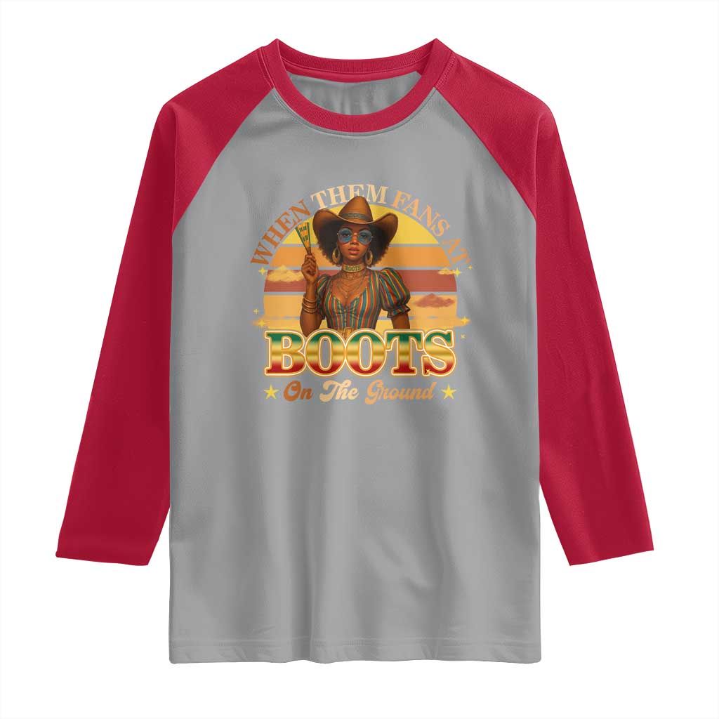 Black Cowgirl Rodeo Raglan Shirt Where Them Fans At Boots On Da Ground TS14 Sport Gray Red Print Your Wear