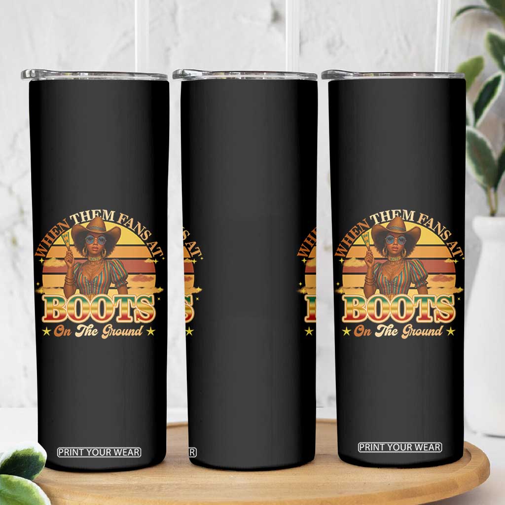 Black Cowgirl Rodeo Skinny Tumbler Where Them Fans At Boots On Da Ground TS14 Print Your Wear