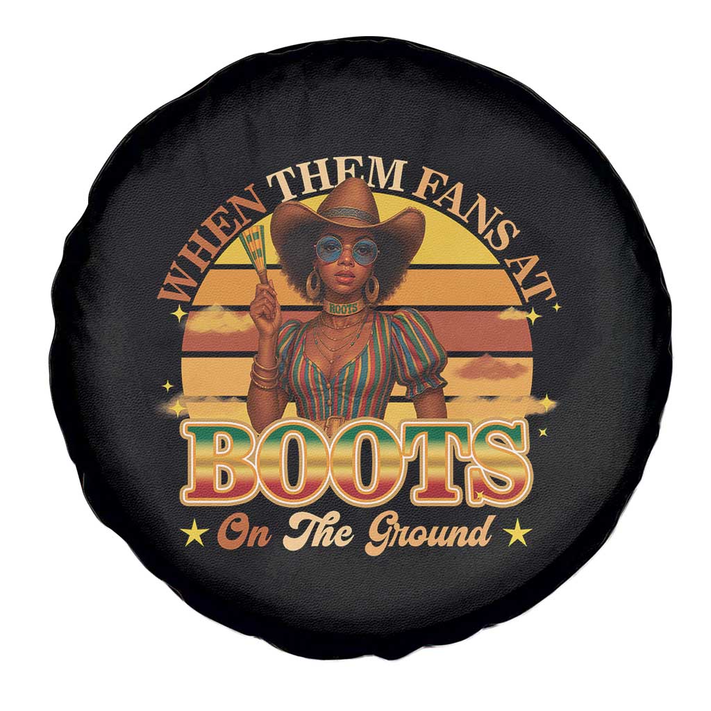Black Cowgirl Rodeo Spare Tire Cover Where Them Fans At Boots On Da Ground TS14 Print Your Wear