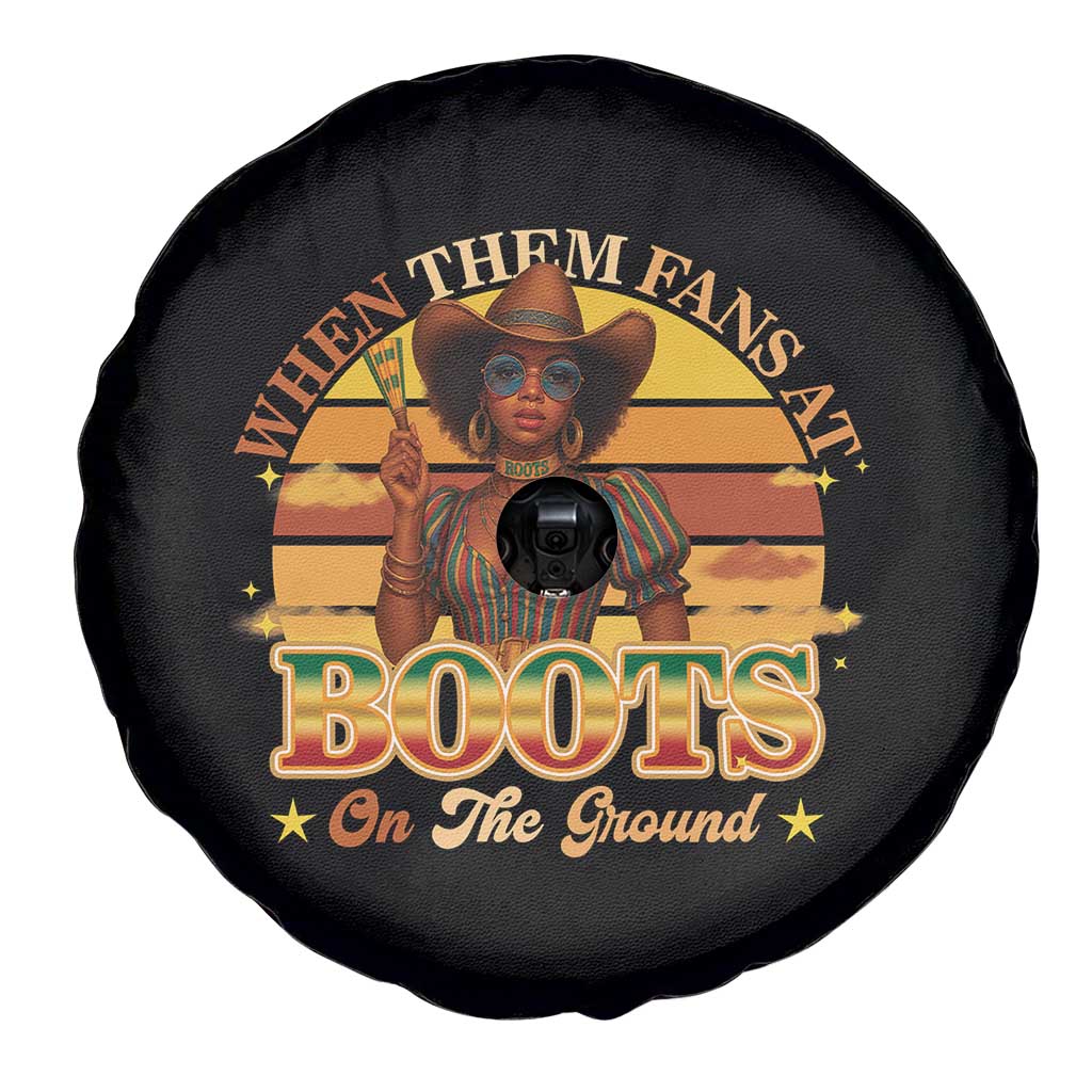 Black Cowgirl Rodeo Spare Tire Cover Where Them Fans At Boots On Da Ground TS14 Print Your Wear