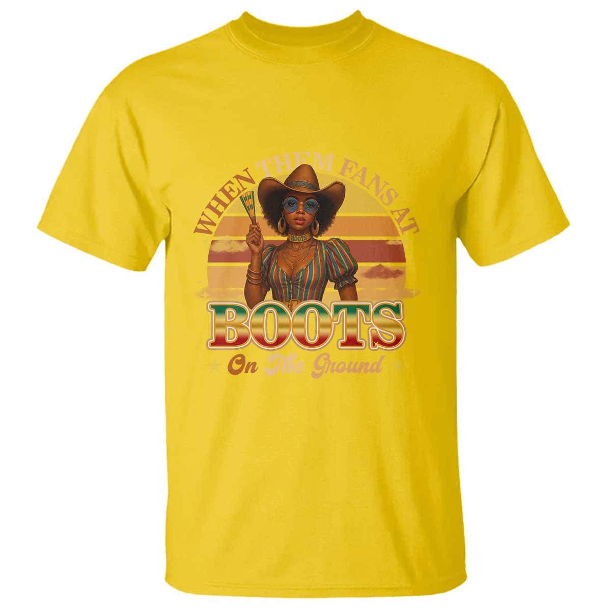 Black Cowgirl Rodeo T Shirt Where Them Fans At Boots On Da Ground TS14 Daisy Print Your Wear