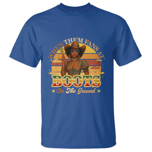 Black Cowgirl Rodeo T Shirt Where Them Fans At Boots On Da Ground - Print Your Wear