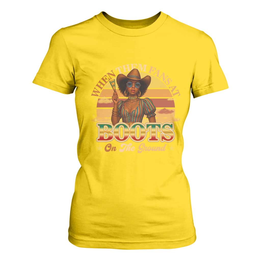 Black Cowgirl Rodeo T Shirt For Women Where Them Fans At Boots On Da Ground TS14 Daisy Print Your Wear