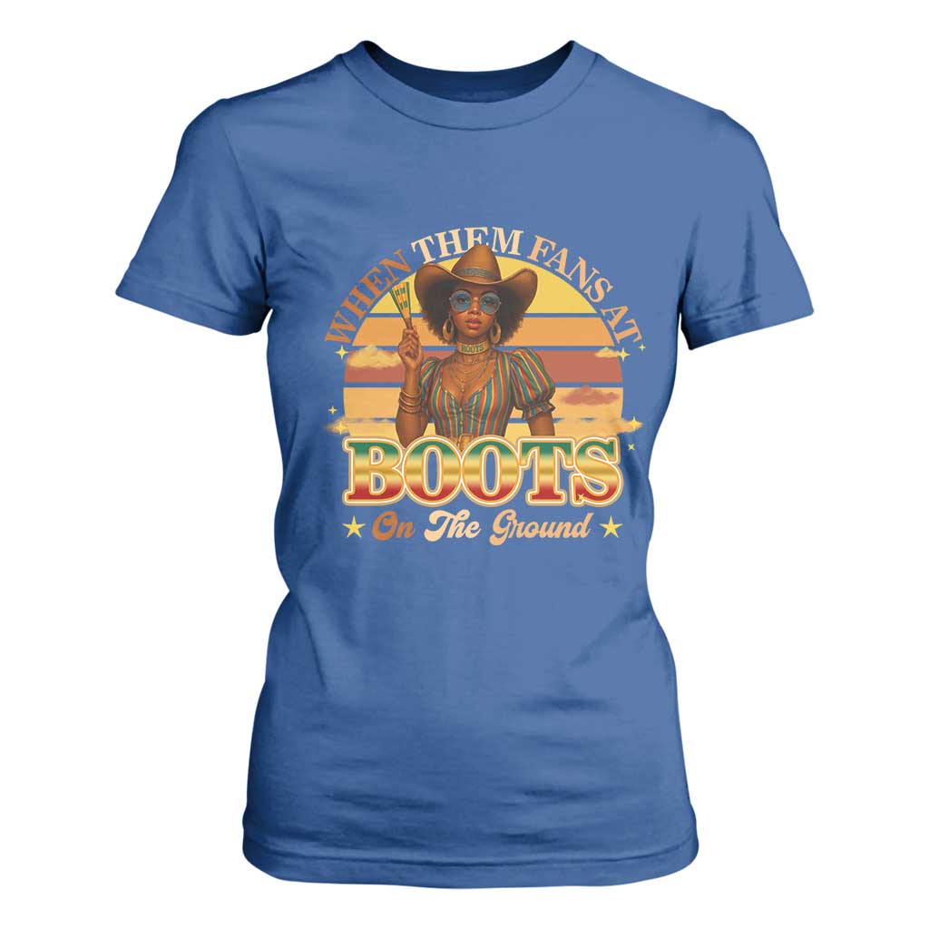 Black Cowgirl Rodeo T Shirt For Women Where Them Fans At Boots On Da Ground TS14 Royal Blue Print Your Wear