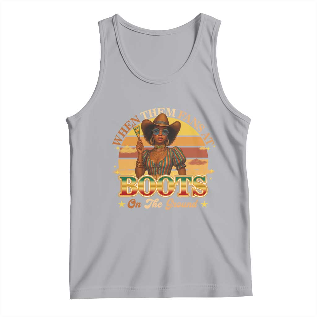 Black Cowgirl Rodeo Tank Top Where Them Fans At Boots On Da Ground TS14 Athletic Heather Print Your Wear