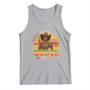 Black Cowgirl Rodeo Tank Top Where Them Fans At Boots On Da Ground TS14 Athletic Heather Print Your Wear