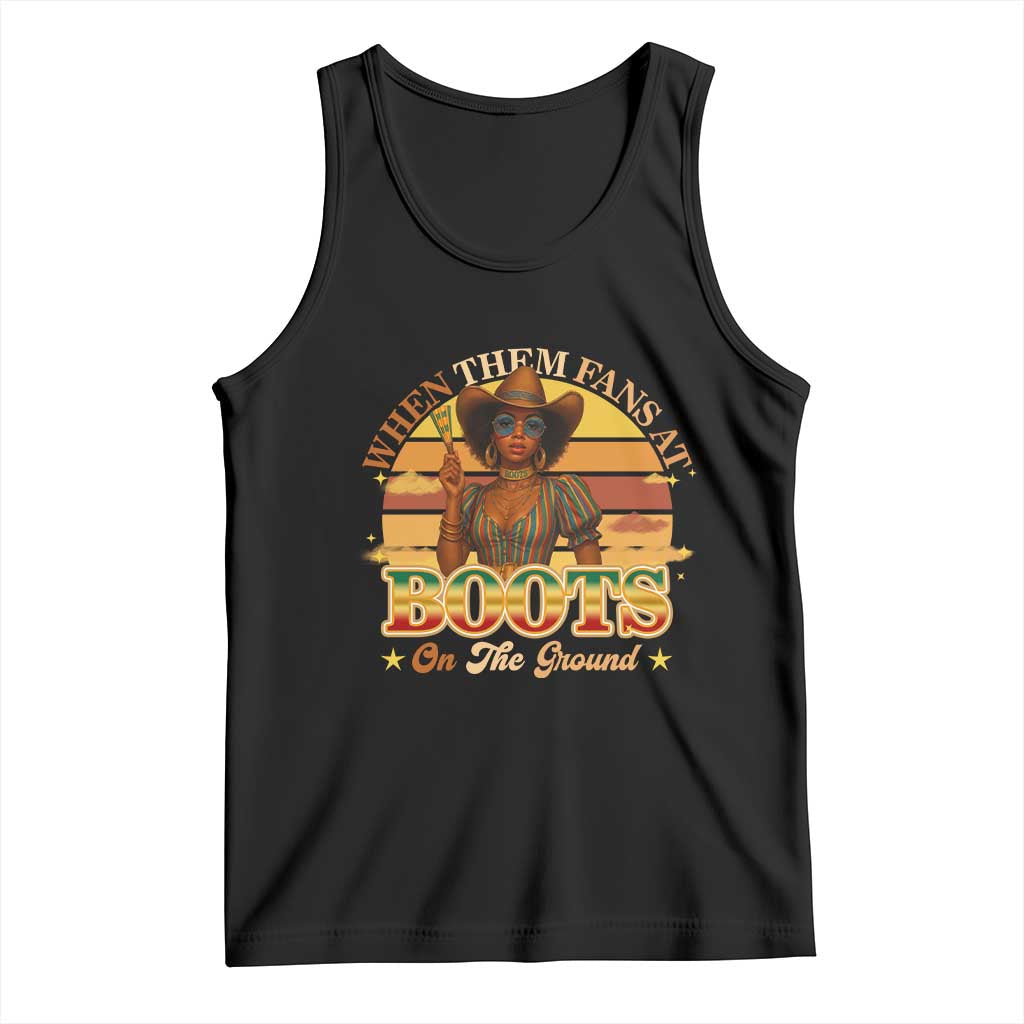 Black Cowgirl Rodeo Tank Top Where Them Fans At Boots On Da Ground TS14 Black Print Your Wear
