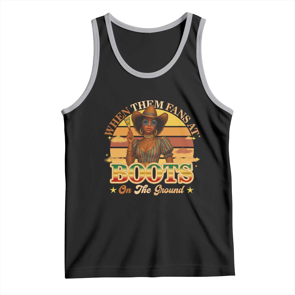Black Cowgirl Rodeo Tank Top Where Them Fans At Boots On Da Ground TS14 Black Athletic Heather Print Your Wear