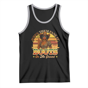 Black Cowgirl Rodeo Tank Top Where Them Fans At Boots On Da Ground TS14 Black Athletic Heather Print Your Wear