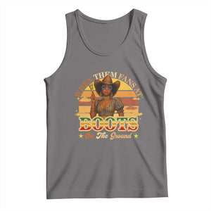 Black Cowgirl Rodeo Tank Top Where Them Fans At Boots On Da Ground TS14 Deep Heather Print Your Wear