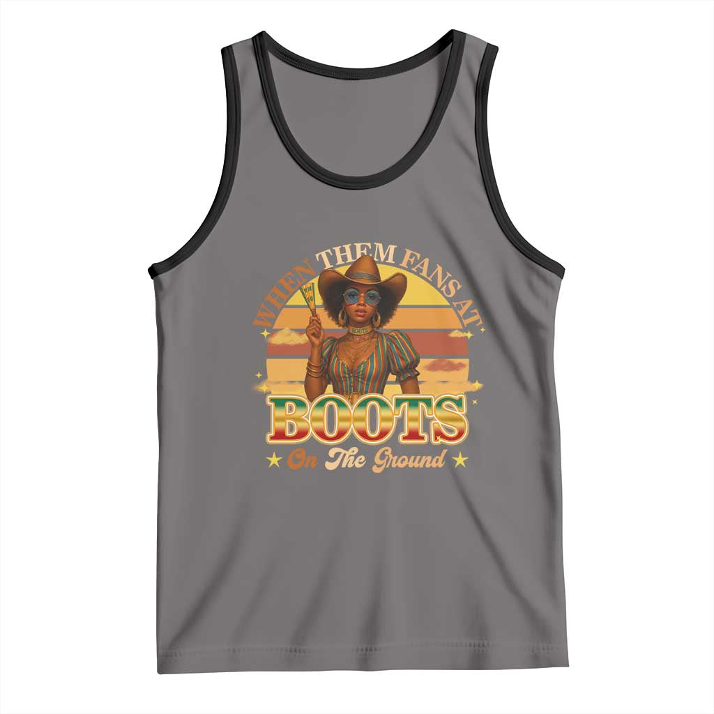 Black Cowgirl Rodeo Tank Top Where Them Fans At Boots On Da Ground TS14 Deep Heather Black Print Your Wear