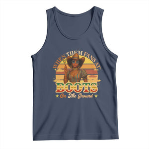 Black Cowgirl Rodeo Tank Top Where Them Fans At Boots On Da Ground TS14 Navy Print Your Wear