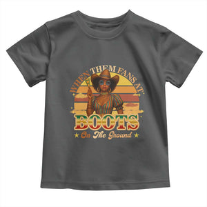 Black Cowgirl Rodeo Toddler T Shirt Where Them Fans At Boots On Da Ground TS14 Dark Heather Print Your Wear
